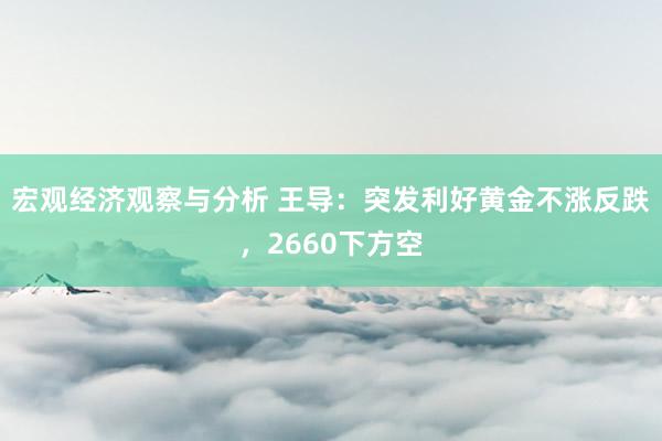 宏观经济观察与分析 王导：突发利好黄金不涨反跌，2660下方空